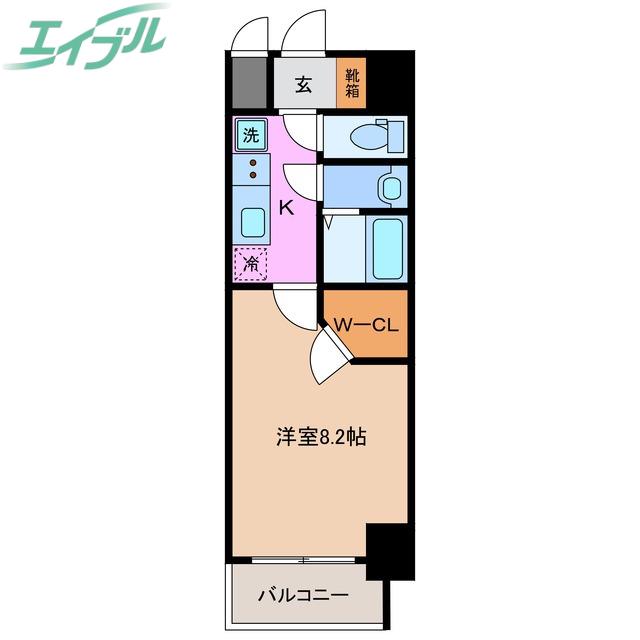 S-RESIDENCE四日市市堀木AMANTE(1K/4階)の間取り写真