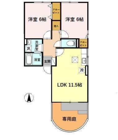 パークサイドM・Y(2LDK/1階)の間取り写真