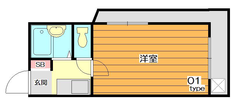 泉町ロイヤルハイツA棟(1K/2階)の間取り写真
