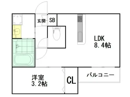 パティオ五十川I(1LDK/1階)の間取り写真