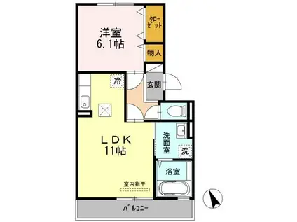 リビングタウン西条東 C棟(1LDK/3階)の間取り写真