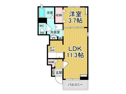 アスカC(1LDK/1階)の間取り写真