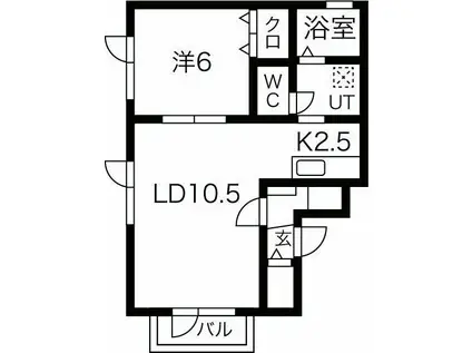 ノアズアーク(1LDK/2階)の間取り写真