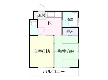 川添ビル(2K/3階)の間取り写真