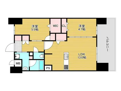 ベイ・グランデ弁天町(2LDK/4階)の間取り写真