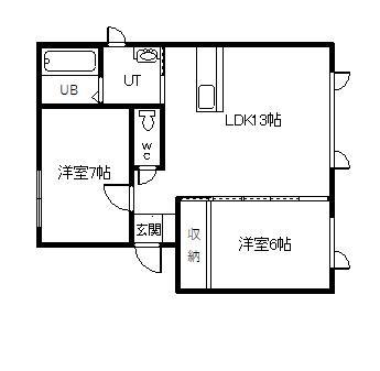 エコワンハイツ3.3(2LDK/2階)の間取り写真