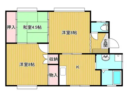 コーポ豊D(3K/2階)の間取り写真