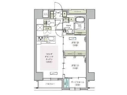 アーバネックス天満橋サウス(2SLDK/3階)の間取り写真