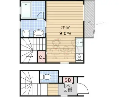 グランメゾン田辺(ワンルーム/2階)の間取り写真
