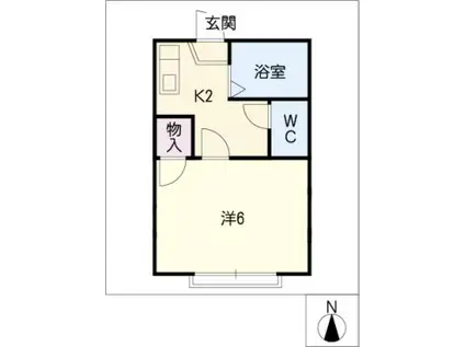 ハイツ翔A棟(1K/2階)の間取り写真