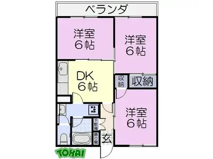 サンハイムひおか(3DK/3階)の間取り写真