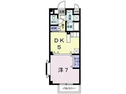 ブローテ羽山A(1DK/2階)の間取り写真