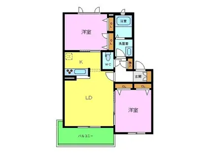 シャーメゾン陽明E棟(2LDK/2階)の間取り写真