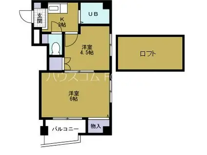 ハッピーパール(2SK/4階)の間取り写真