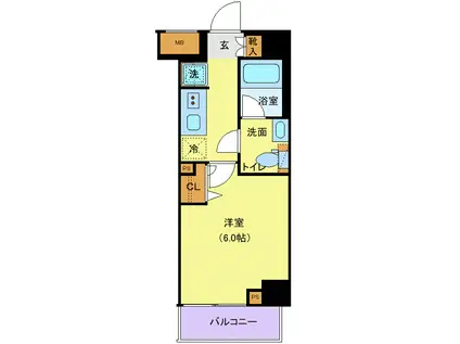 KNOTS新丸子(1K/4階)の間取り写真