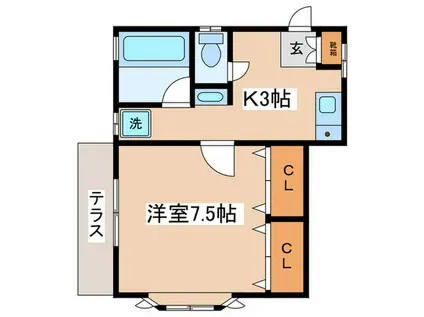 ハイムすずらん(1K/1階)の間取り写真