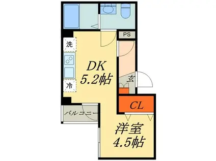 エミネックス蕨(1DK/1階)の間取り写真