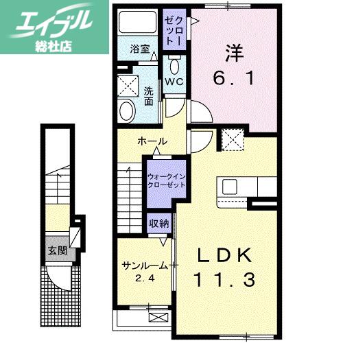 スペランツァII(1LDK/2階)の間取り写真