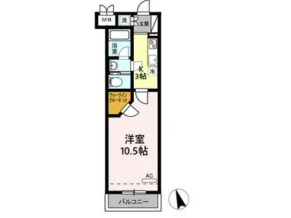 エスペランサみずの(1K/4階)の間取り写真