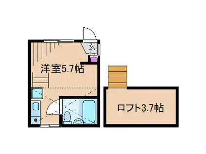 ロマネーゼ(ワンルーム/2階)の間取り写真