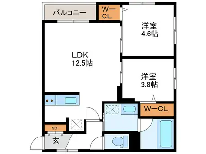 RAFFINE ラフィネ(2LDK/4階)の間取り写真