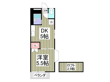 草加第36レジデンス(1DK/2階)の間取り写真