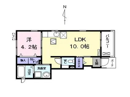 カレント 築港堤II(1LDK/1階)の間取り写真