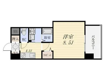 コスモシティーいづろ(1K/6階)の間取り写真