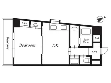 ヴァンベール青葉台(1DK/3階)の間取り写真