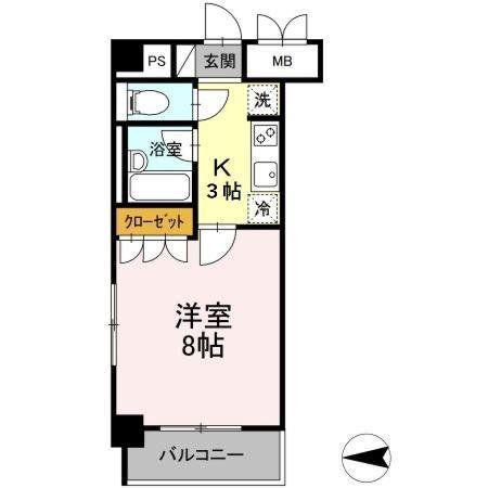 コージーコートひだまり館(1K/6階)の間取り写真