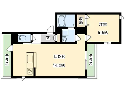シャーメゾン高瀬18(1LDK/1階)の間取り写真