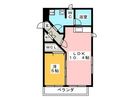 SATSUKI(1LDK/2階)の間取り写真