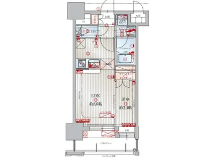 アクタス福岡県庁前グラシア(1LDK/7階)の間取り写真