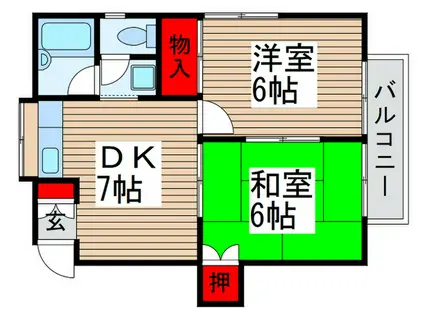 柏陽ハイム(2DK/2階)の間取り写真
