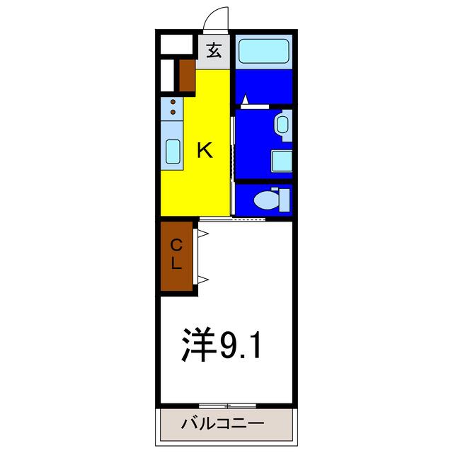 アルフォン(1K/1階)の間取り写真