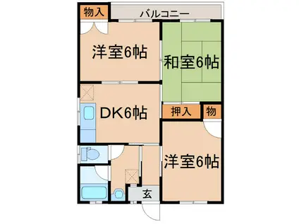 ダイヤモンドマンション(3DK/1階)の間取り写真