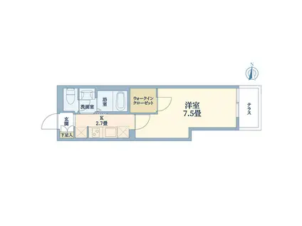 東急東横線 自由が丘駅(東京) 徒歩5分 2階建 築16年(1K/1階)の間取り写真