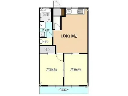 サンライズ棚橋(2LDK/1階)の間取り写真