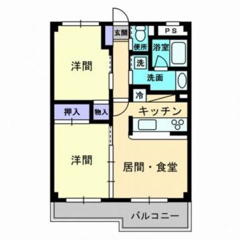 パールグランデ(2LDK/4階)の間取り写真