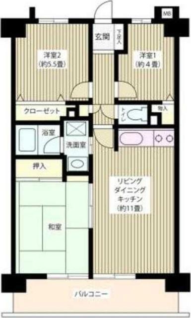 ヴェルデ武蔵野(3LDK/3階)の間取り写真