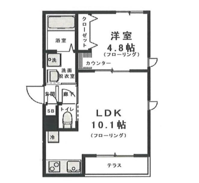 ジェミニサウス(1LDK/1階)の間取り写真