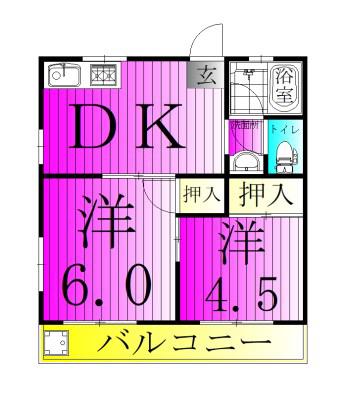 矢野マンション(2DK/3階)の間取り写真
