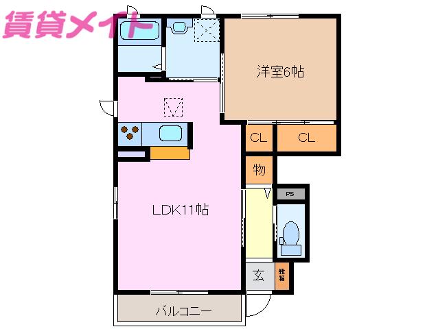 ガーデンフォレスト(1LDK/1階)の間取り写真