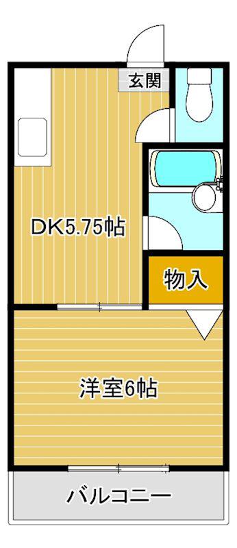 エアステ大刀洗(1DK/2階)の間取り写真