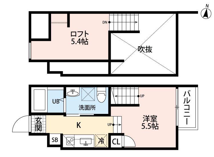 LIBRE八王寺A棟(ワンルーム/1階)の間取り写真