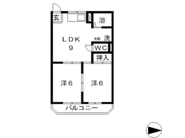 プチパール77A棟(2DK/1階)の間取り写真
