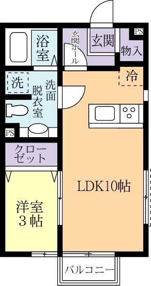 サンライズヴィラ(1LDK/2階)の間取り写真