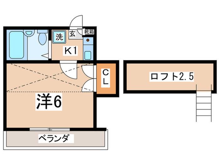 パレス平塚(1K/2階)の間取り写真