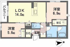 シャーメゾン渋川III(2LDK/2階)の間取り写真