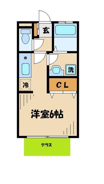 ソレイユ多摩境(1K/1階)の間取り写真